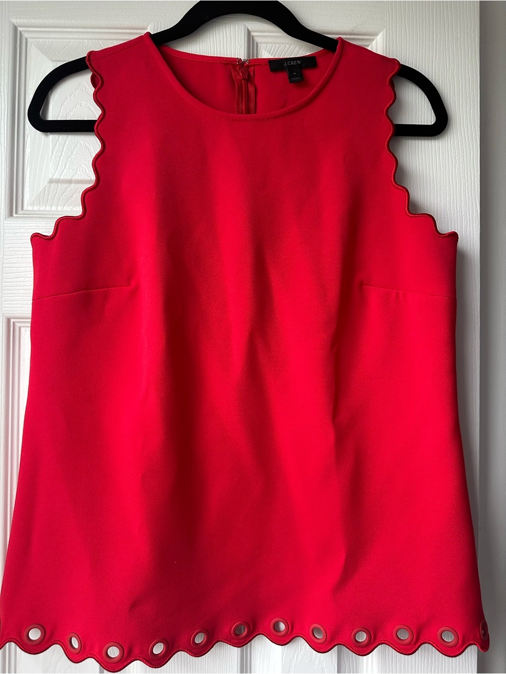 J. Crew Bright Red Scalloped Tank